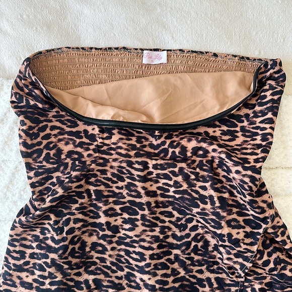 Pink Lilly Strapless Cheetah Skort Romper - Picture 3 of 3